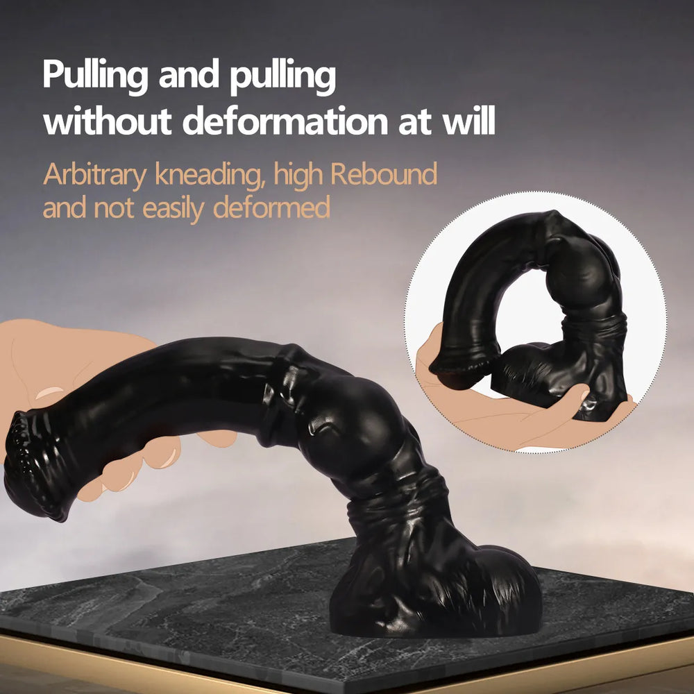 A high-quality 14-inch black PVC novelty item, featuring precise craftsmanship and a bold, monochromatic aesthetic