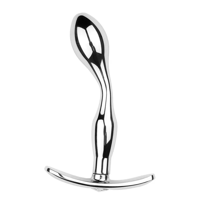 Polished stainless steel butt plugs with jeweled T-base design