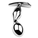 5 inch stainless steel butt plug set with reflective finish and decorative jewel detail