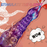 Octopus-style tentacle dildo with raised suction cup details and mixed color design