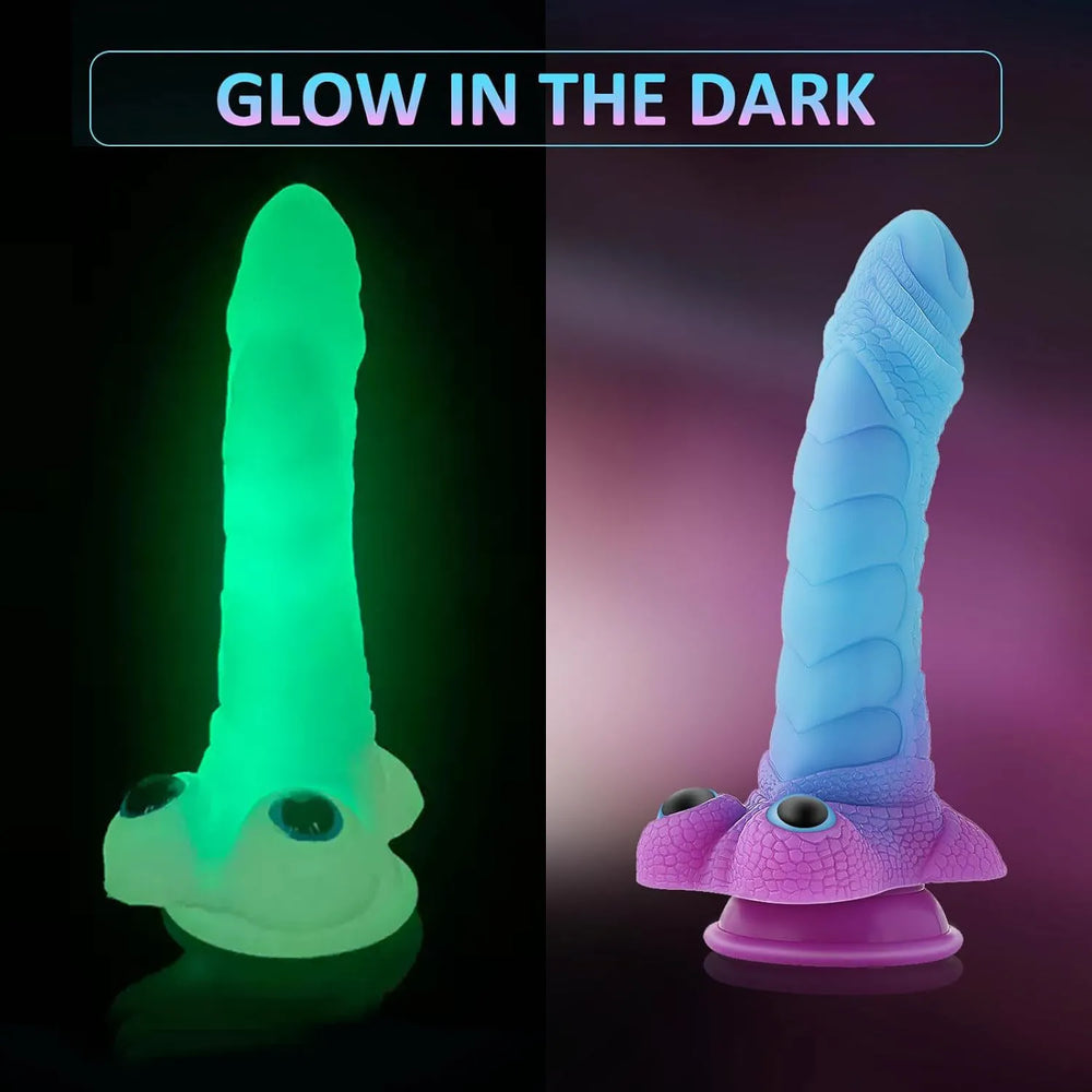 A high-quality 9-inch silicone novelty piece with an intricate, raised texture pattern and a sturdy suction-cup style base