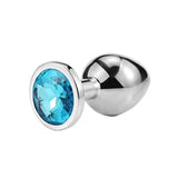 3 Inch Jeweled Stainless Steel Butt Plug Blue