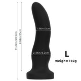 3-Piece Curved Black Silicone Butt Plug L