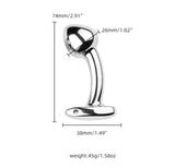 Ergonomically curved stainless steel prostate stimulators available in small, medium, and large