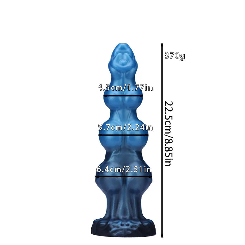 10 inch silicone dog dildo with progressive knot texture and sculpted base