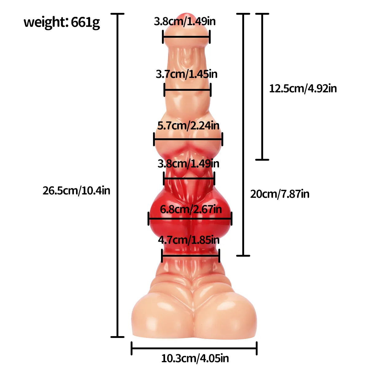 This 10-inch PVC dildo features a balanced, progressive knot design, crafted for both comfort and enhanced stimulation