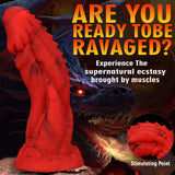 Textured red fantasy dildo with spinal detailing for immersive sensory play