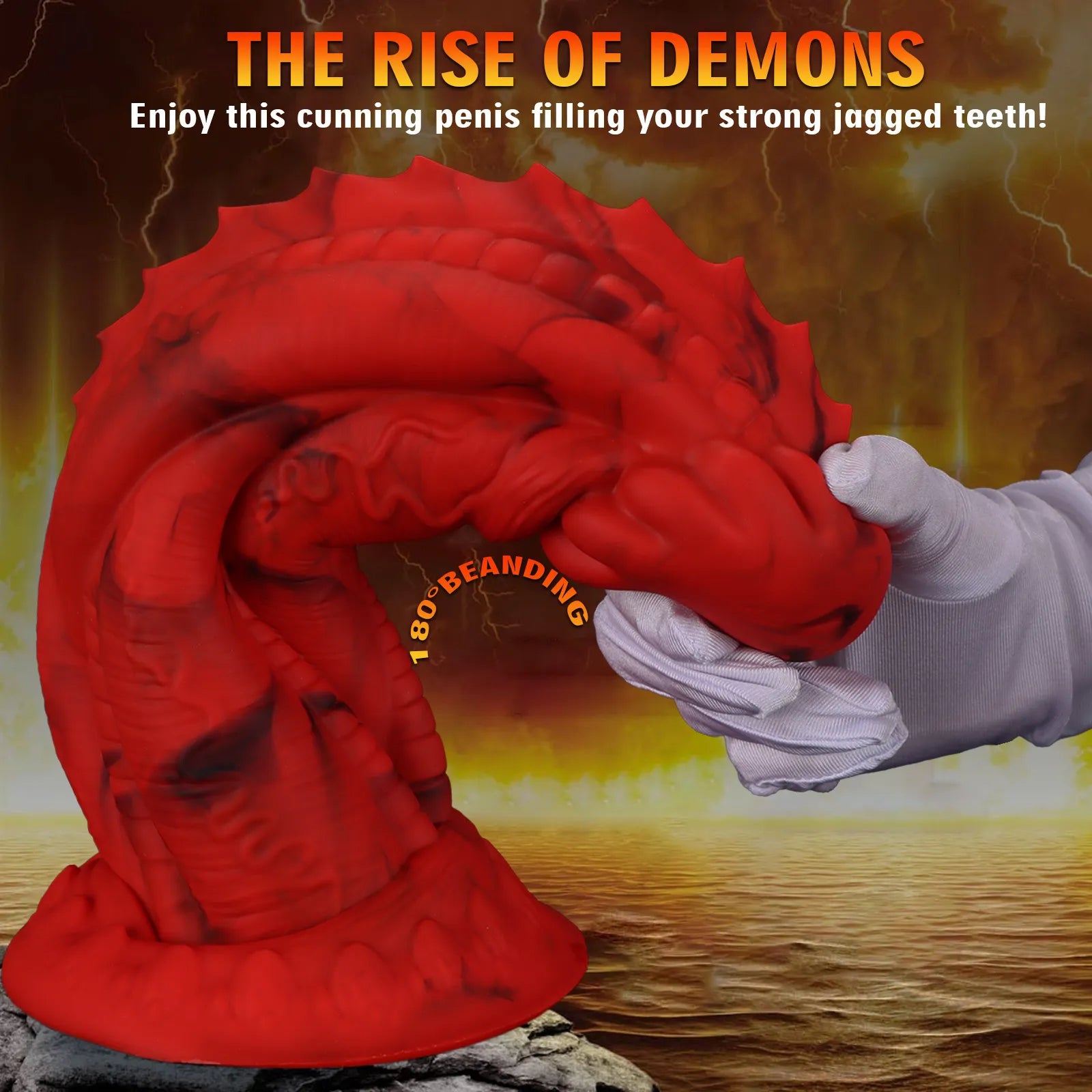 Bold 11-inch dragon-inspired silicone massager with a sculpted dorsal spine