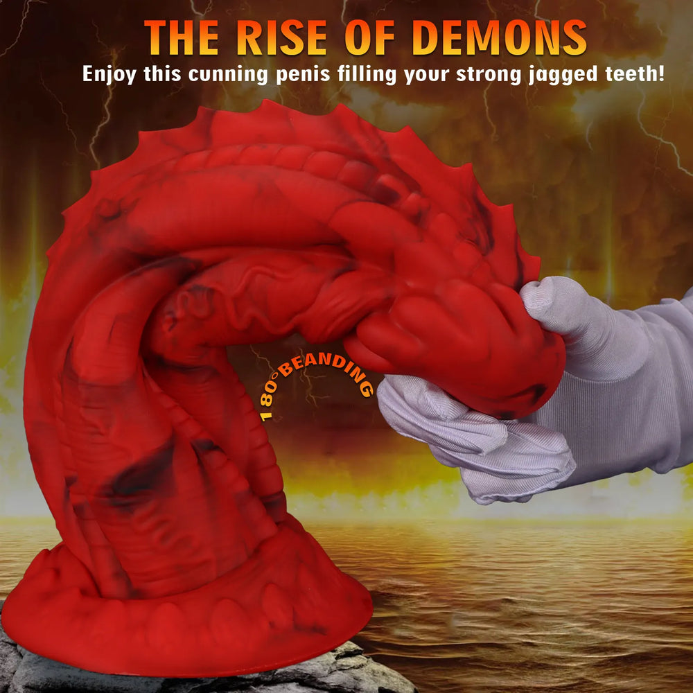 Bold 11-inch dragon-inspired silicone massager with a sculpted dorsal spine