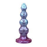 11 inch gem surface multi layered knot silicone dog dildo in blue and purple with a flared base