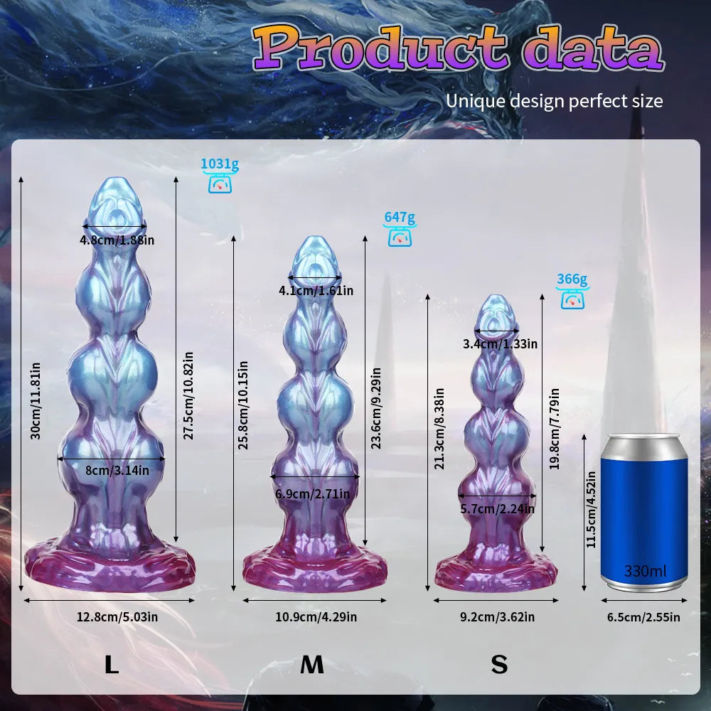 11 inch silicone dog dildo with multi layered knot texture and glossy finish