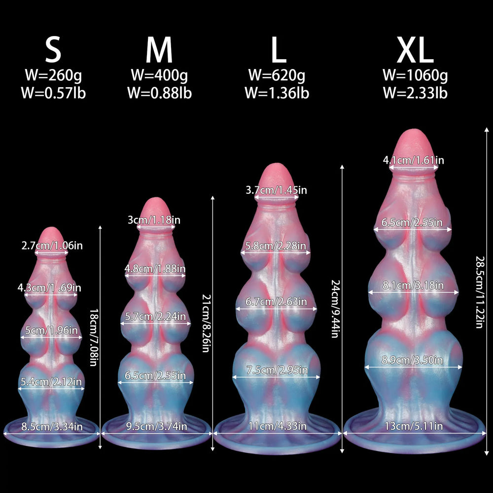 This 11-inch knotted silicone toy features a ergonomic, multi-layer silhouette and a flexible, high-quality material construction