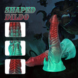 Close-up of a 11-inch Hell Soul themed fantasy phallus showcasing biological segmented textures