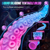 12 inch silicone tentacle dildo with dream color gradient and suction cup details