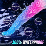 Dream color tentacle dildo with translucent blue and pink silicone finish