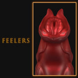Sculpted red silicone dragon probe designed with a unique tapered silhouette