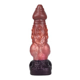 A 13-inch dual density dragon dildo featuring a pearlescent rose gold shaft with a contrasting dark purple base