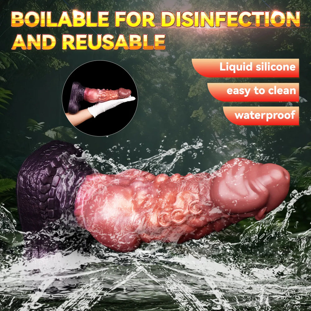 An 13-inch flexible body-safe silicone adult product with a dual-layer density core for a realistic yet firm feel