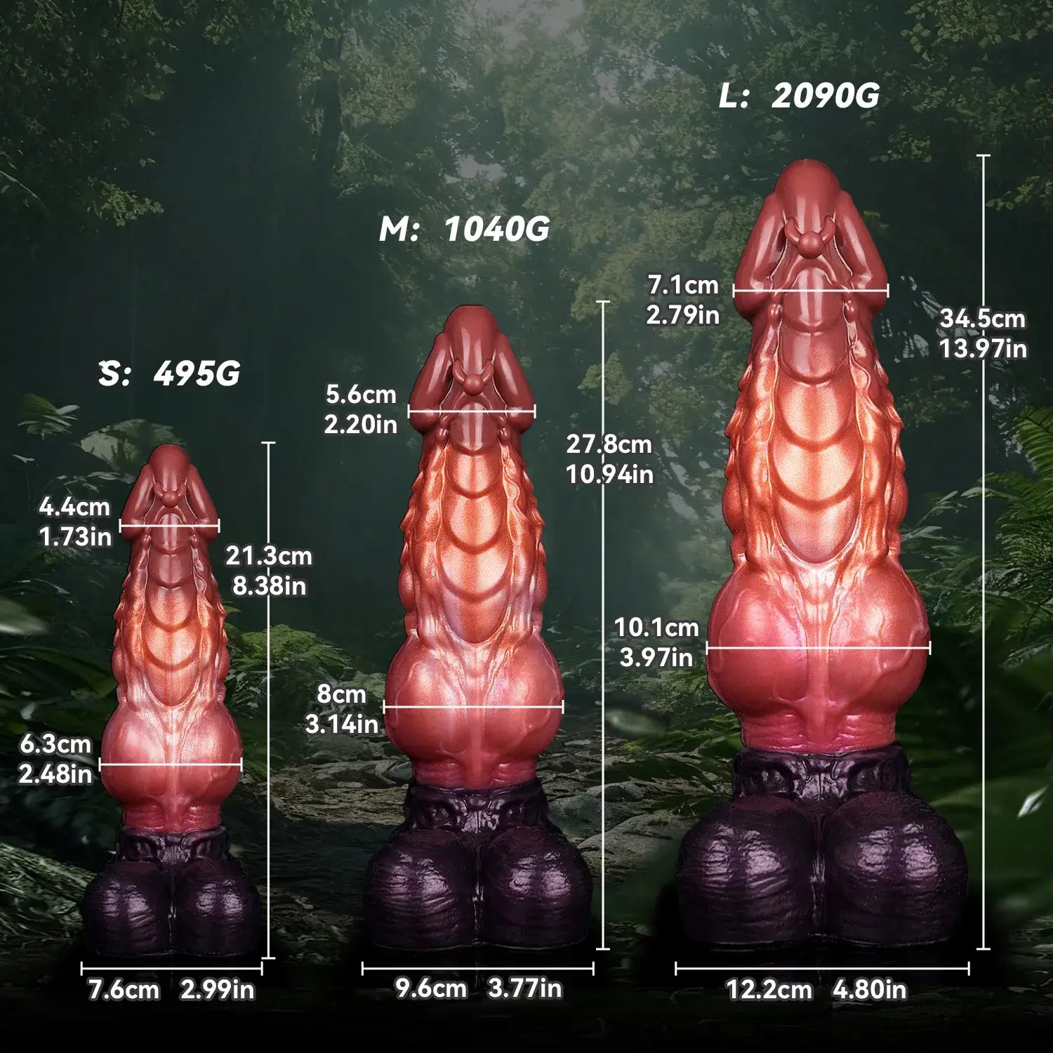 Front view of a beautifully sculpted scaly monster phallus showing distinct anatomical folds and a glossy pearly finish
