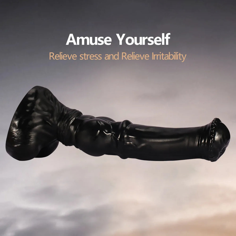 This 14-inch PVC dildo offers a unique equine-inspired form with a prominent knot, perfect for enthusiasts seeking larger, detailed toys
