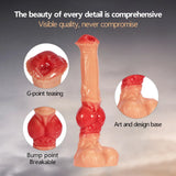 Full-length view of a 14-inch PVC horse-inspired pleasure toy, showcasing detailed anatomical features and a textured base