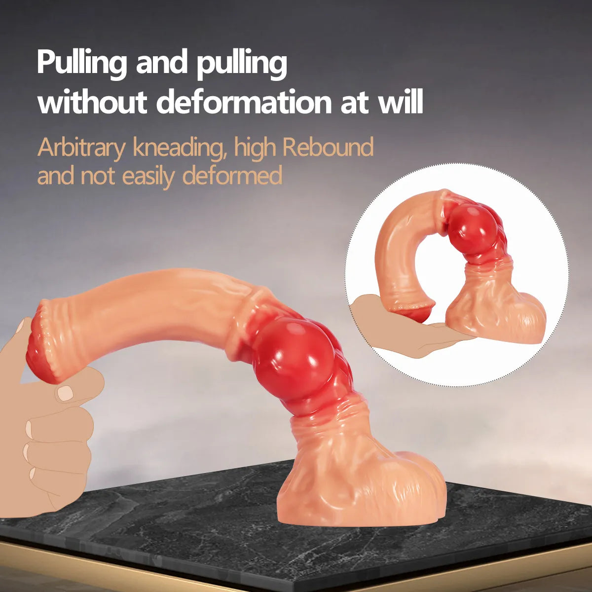 This 14-inch PVC dildo offers a unique equine-inspired form, perfect for users seeking a substantial, textured, and visually realistic toy