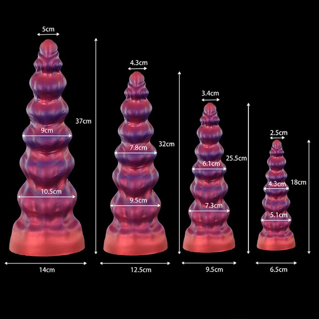 Heavy-textured extra large mythical beast novelty item displaying an organic blend of fuchsia and indigo