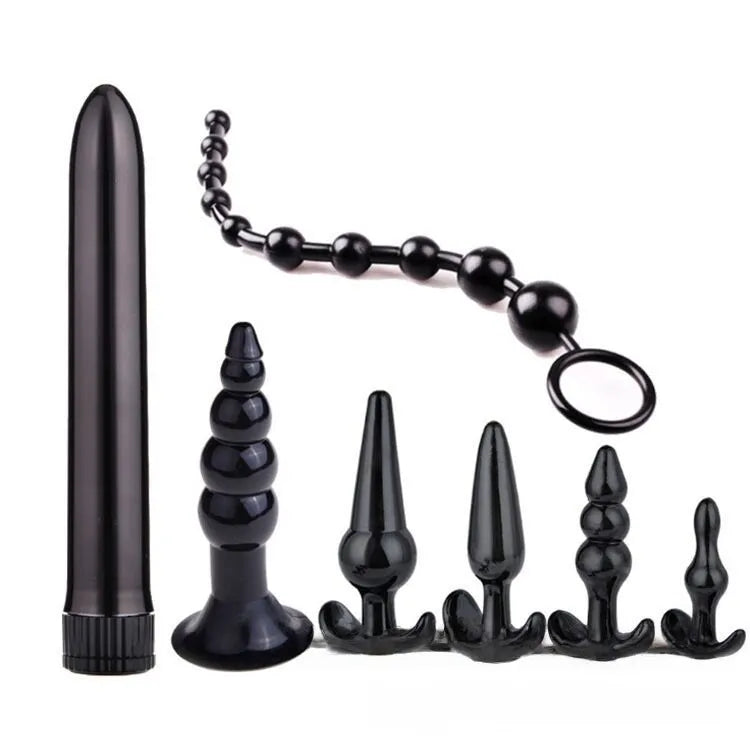 10 piece anal training kit with silicone plugs, beads, and textured shapes
