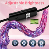 19 inch silicone tentacle dildo with curved purple design and included endoscope kit