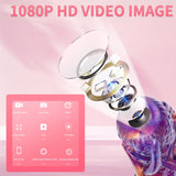 Purple textured tentacle dildo with endoscope accessories displayed beside it