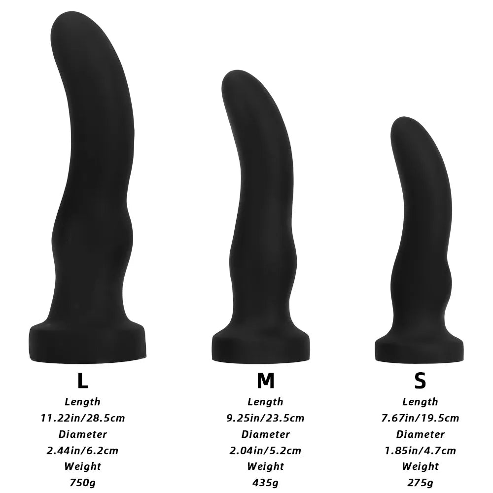3-Piece Curved Black Silicone Butt Plug