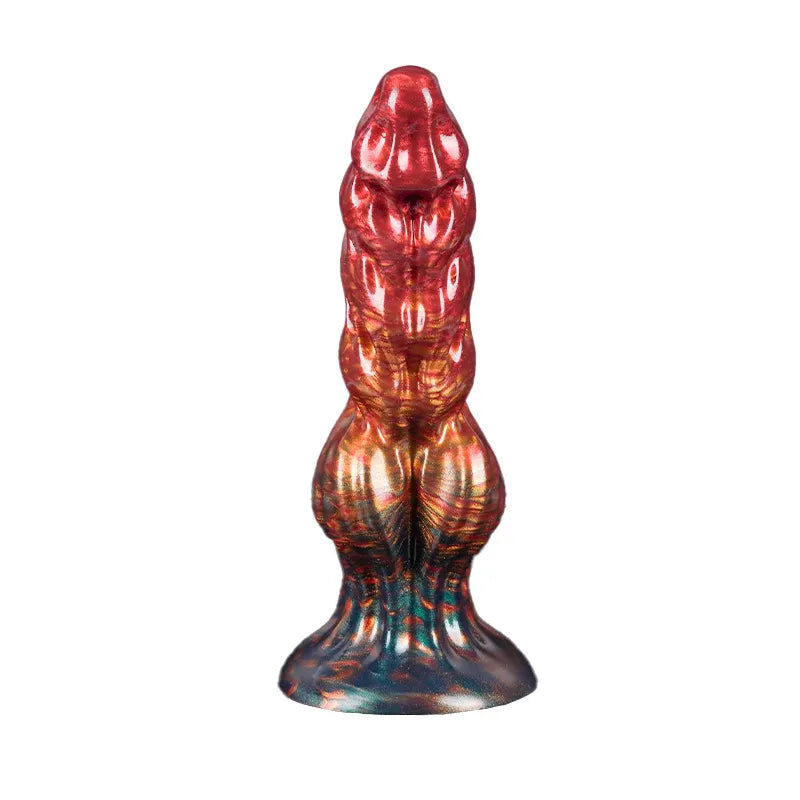 6-inch Smaug-inspired monster dragon dildo in various multi-color silicone finishes