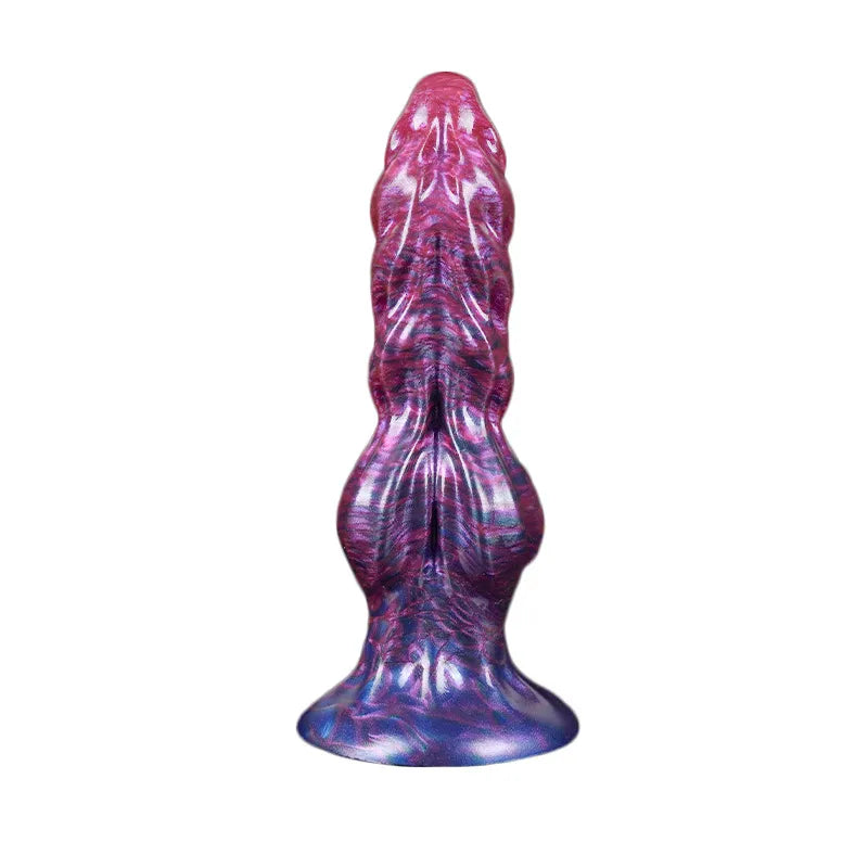 Collection of 6-inch textured silicone dragon dildos featuring vibrant color gradients