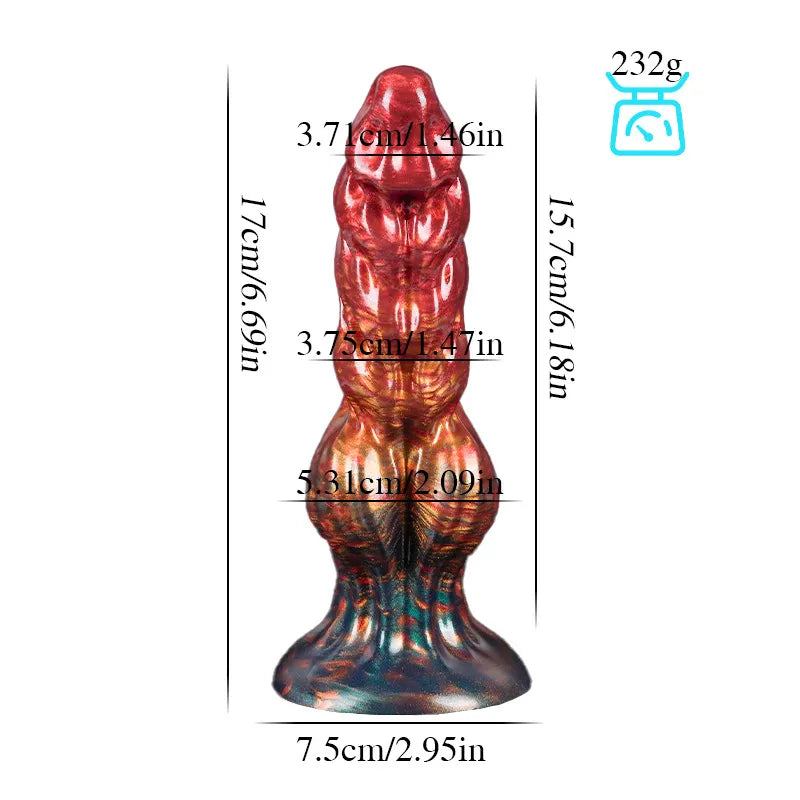 Set of 6-inch monster-themed silicone dildos with diverse marbled color patterns