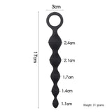 Tapered smooth tip of the 7-inch beaded anal toy designed for easy and comfortable insertion