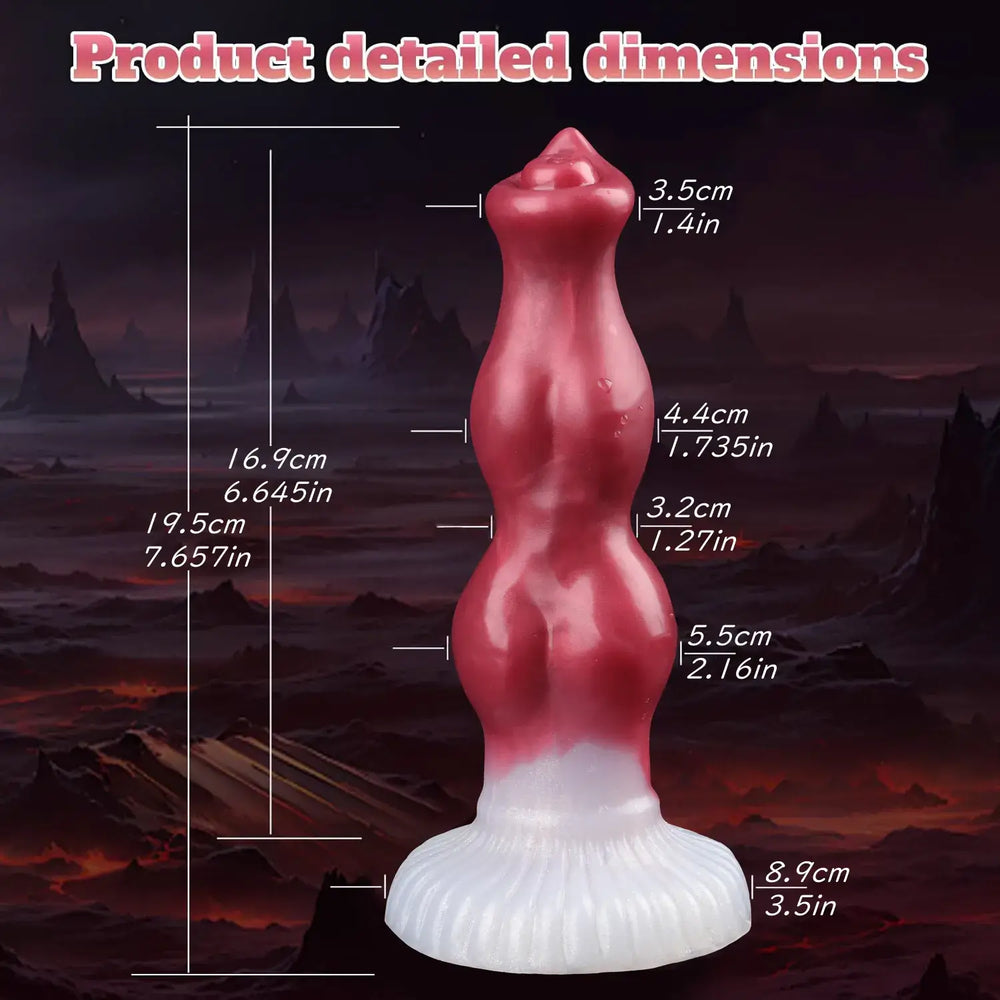 7 Inch Multi Knot Silicone Dog Dildo Size Detail