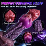 Fantasy-themed silicone toy with heavy rippled ridges, a pronounced knot, and a textured dragon-scale base