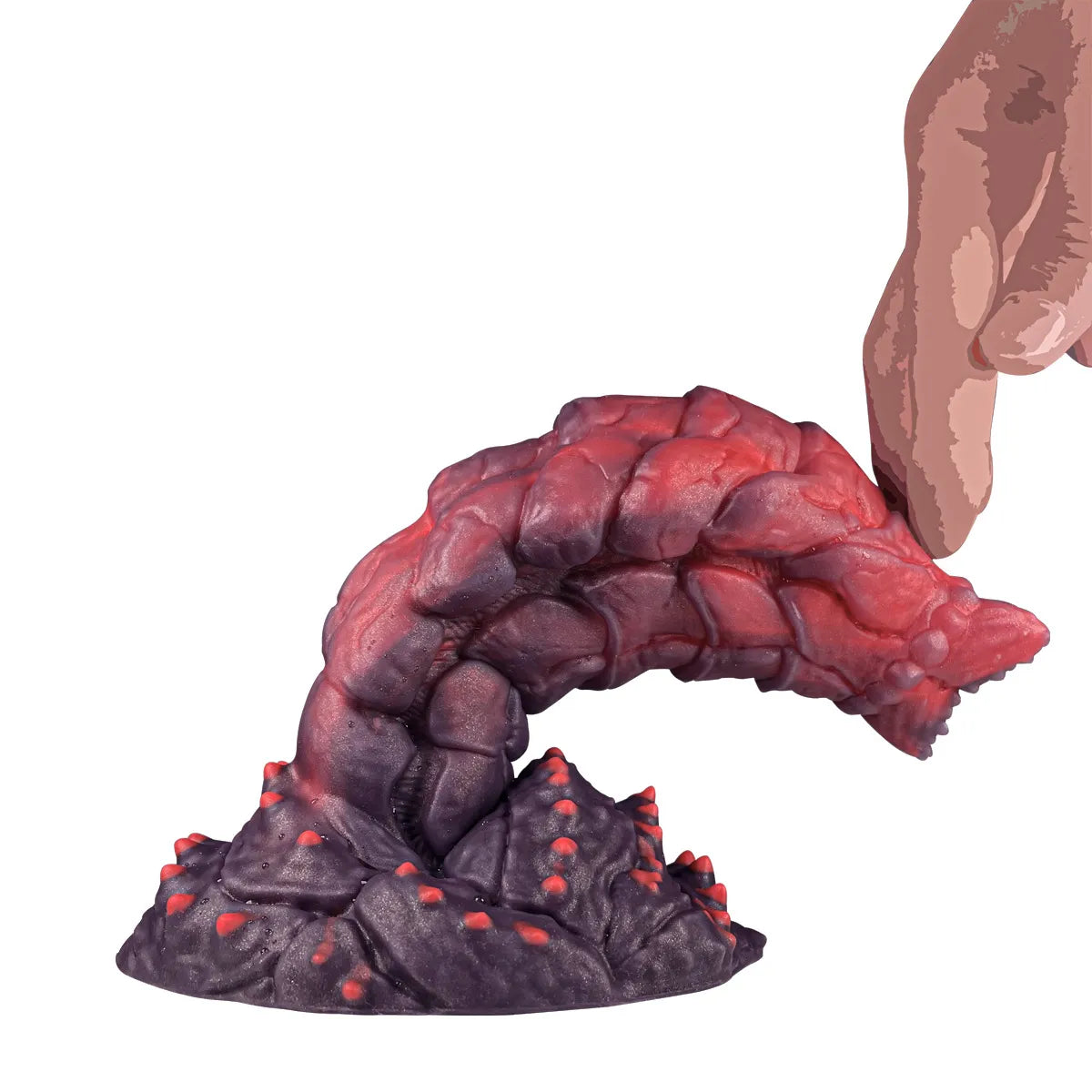 Close-up of an 8-inch carnivorous creature phallus with detailed biological folds and textured ridges