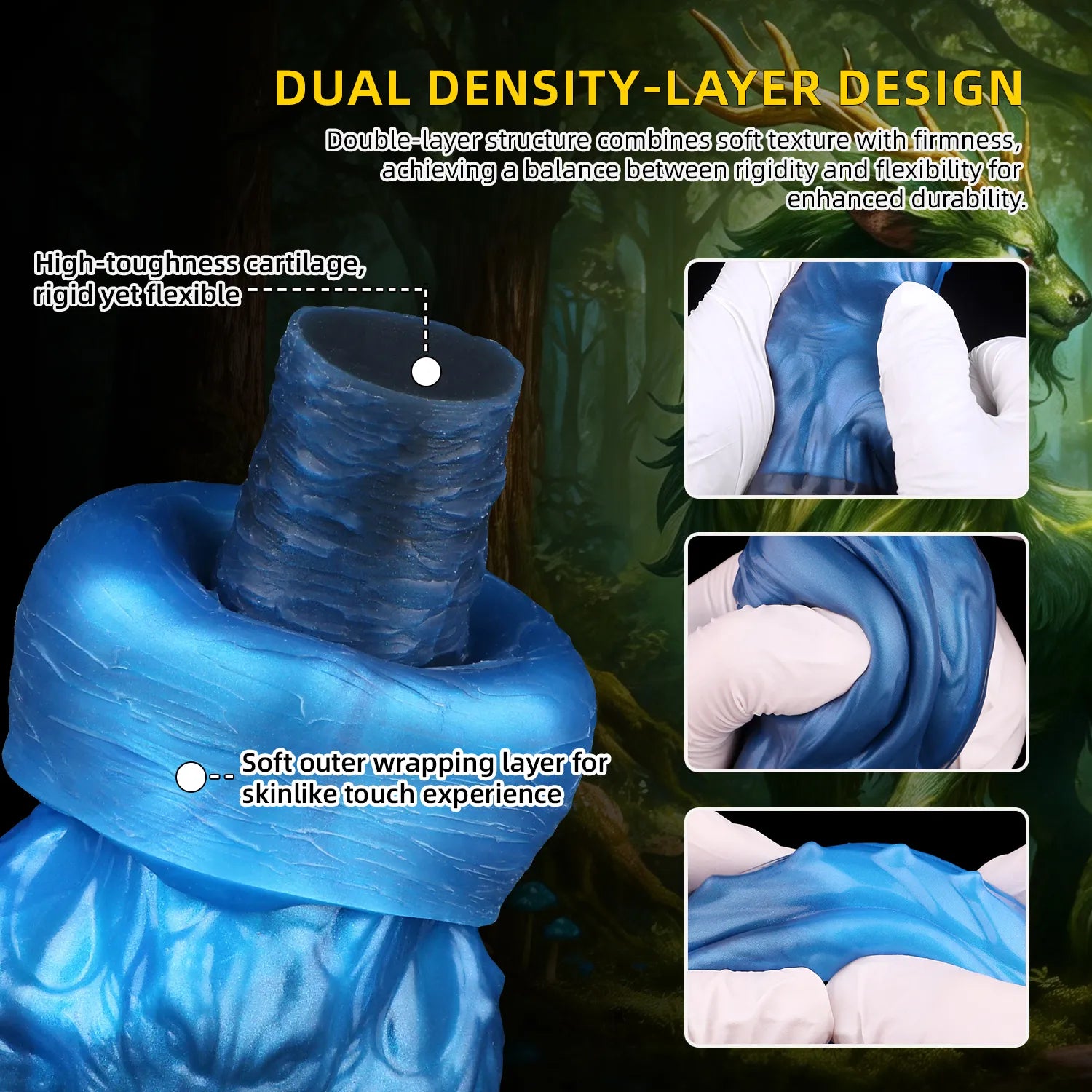 Heavy-textured mythical reptile novelty item displaying an organic blend of sky blue and deep ocean blue