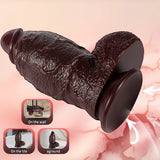 Detailed glans and prominent coronal ridge of the thick brown realistic adult toy