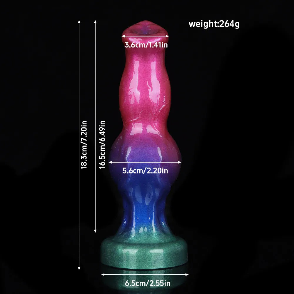 Premium body-safe silicone animal-style novelty item displaying a galaxy-like tri-color ombre effect