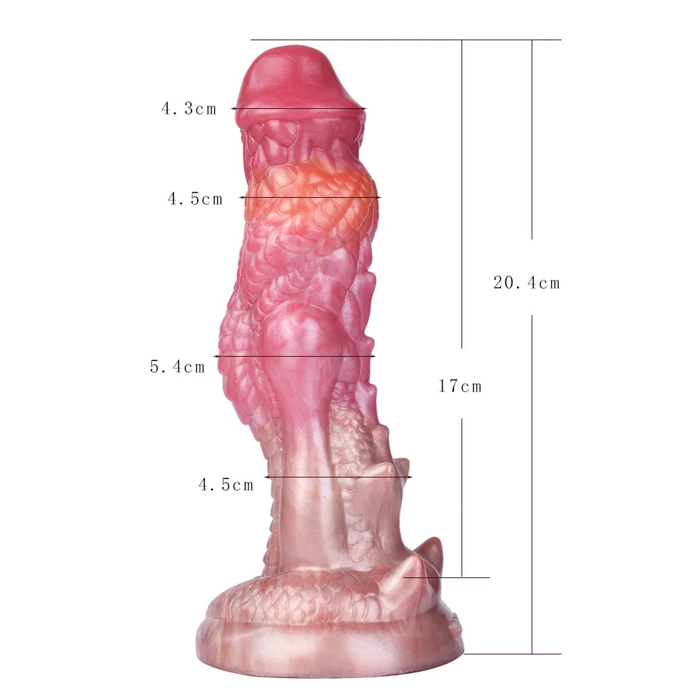 Heavy-textured mythical beast silicone novelty item displaying intricate bone-like physiological folds on the shaft