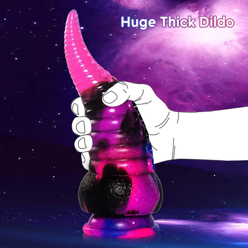 Thick tentacle dildo made from silicone with a glossy multicolor finish
