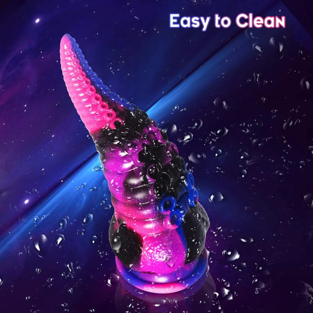 8 inch fantasy silicone dildo with tentacle texture and flared suction base