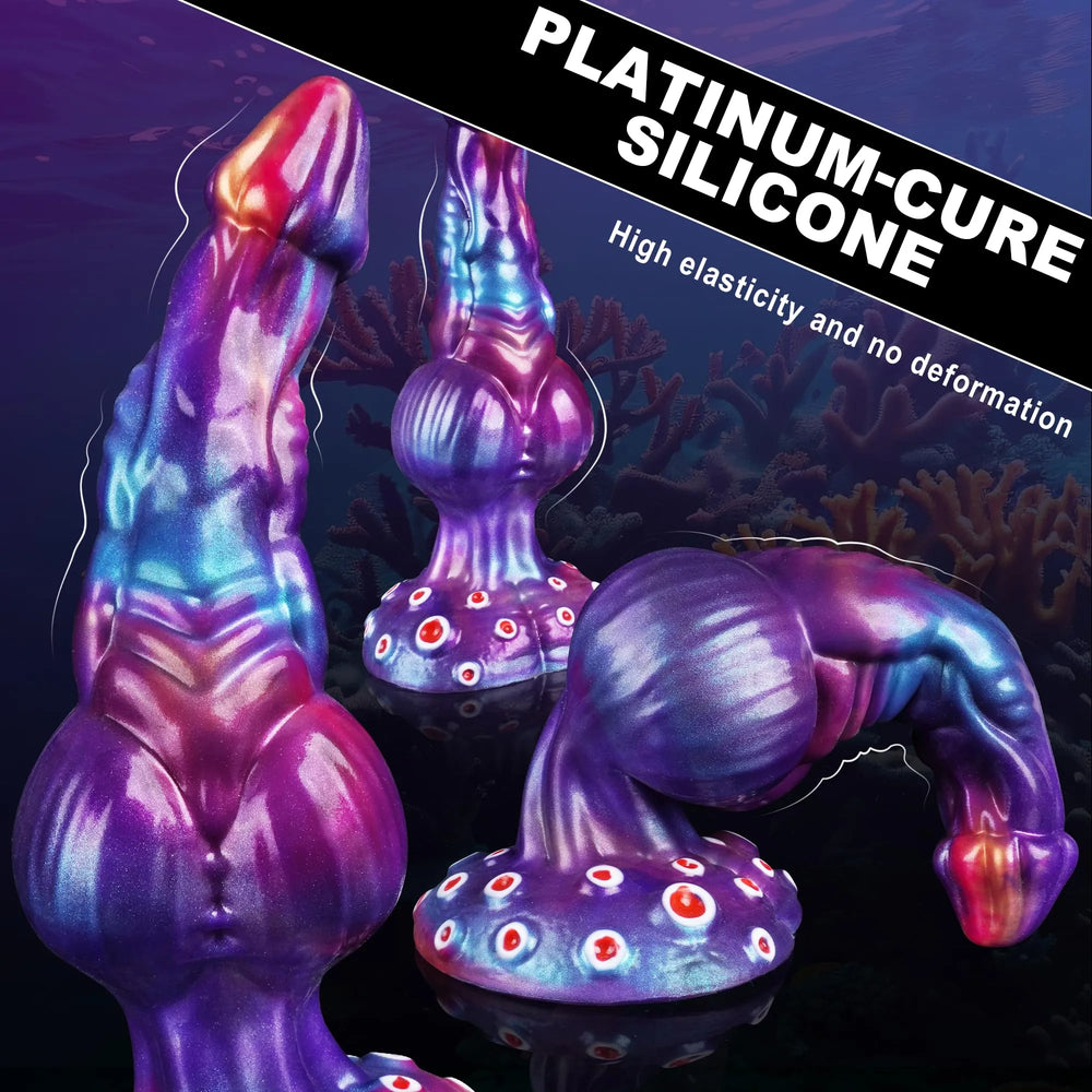 Pronounced bulbous midsection of the alien silicone dildo designed for deep stimulation
