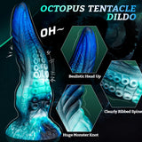 Deep sea octopus tentacle dildo in blue and black silicone with detailed texture