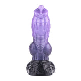 A 9-inch dual density silicone knot dragon dildo with a stunning pearlescent purple and metallic violet gradient