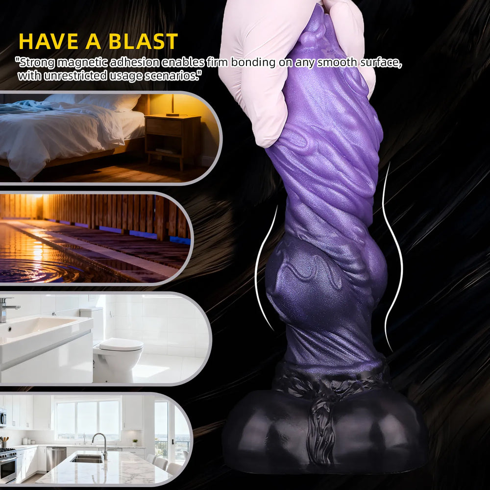 Heavy-textured mythical beast silicone novelty item displaying an organic blend of lavender and deep amethyst
