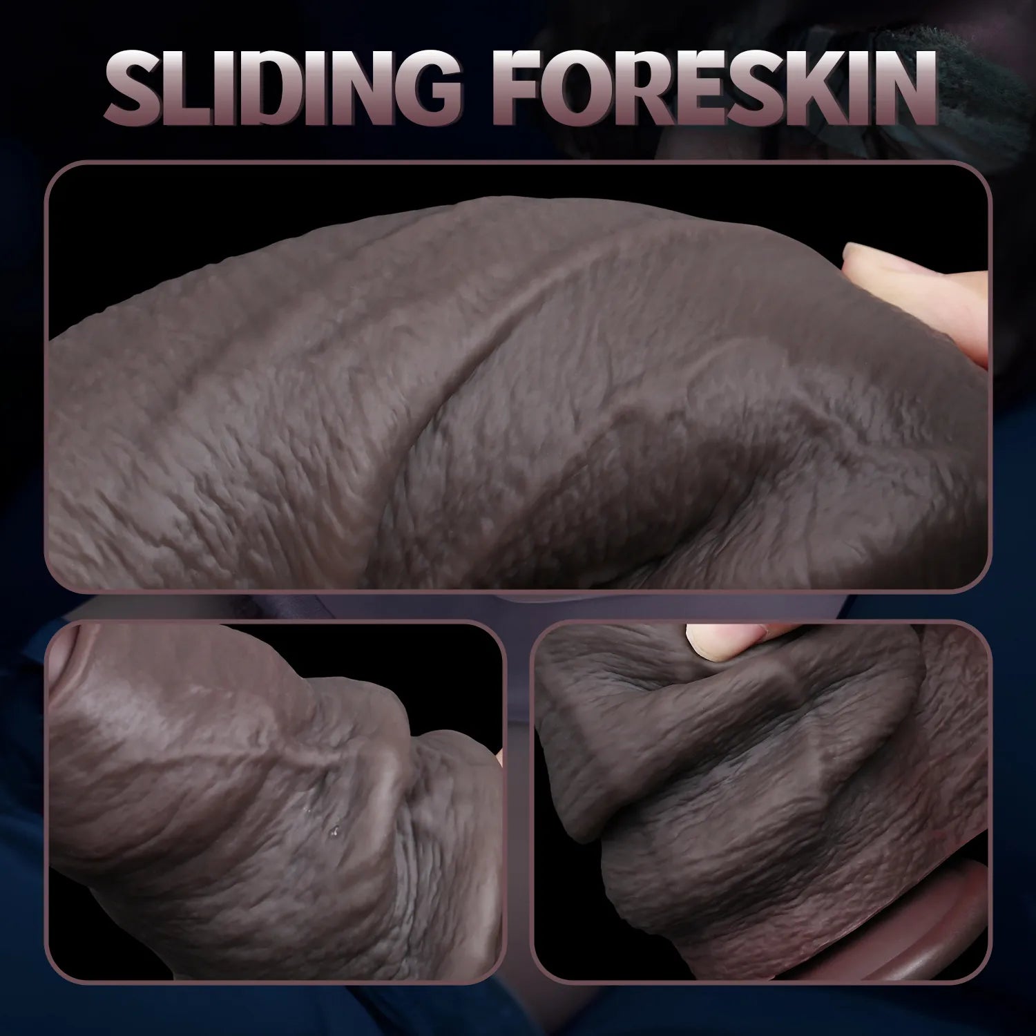 Side profile of the dual-density uncut dildo highlighting prominent veins and natural skin folds