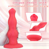 This 9-inch red silicone dildo showcases a progressive bulging knot design, crafted for varied sensation and comfortable use